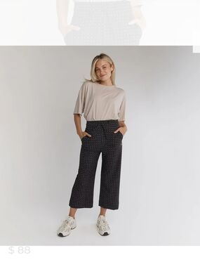 Albion Black Polka Dot Wide-Leg Cropped Pants